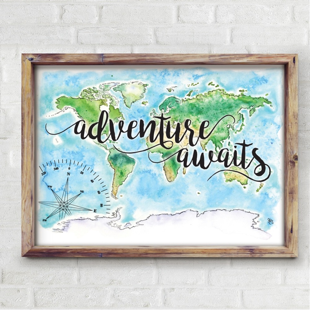 Adventure Awaits original watercolor art print